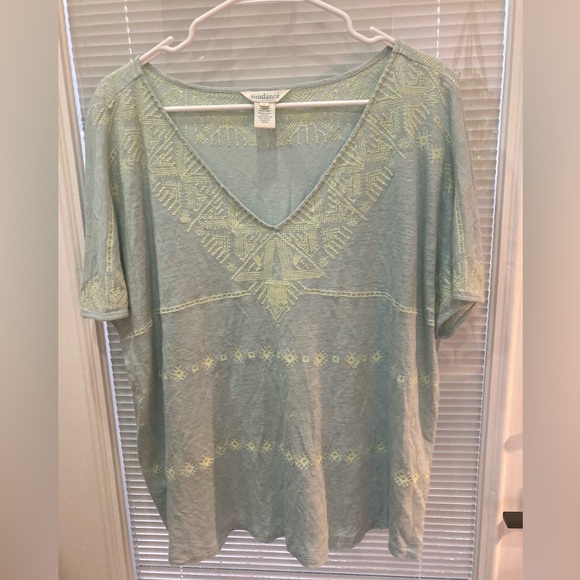 Sundance Tops - Sundance Aztec Embroidered 100% Linen Blouse